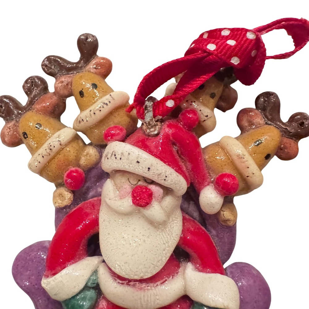 Set of 3 Clay‎ Dough Ornaments Santa Wedding Couple Christmas Vintage - Picture 5 of 7